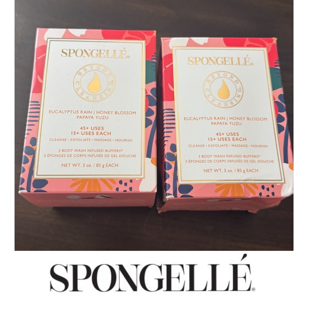 Spongelle Three Pack Eucalyptus Rain Body Wash Infused Buffer - Pink
